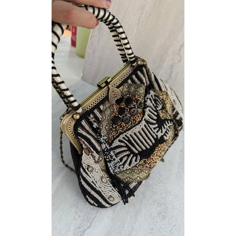 Vtg New Beaded Zebra Handbag Purse Coldwater Creek Mint Condition Never Used 666